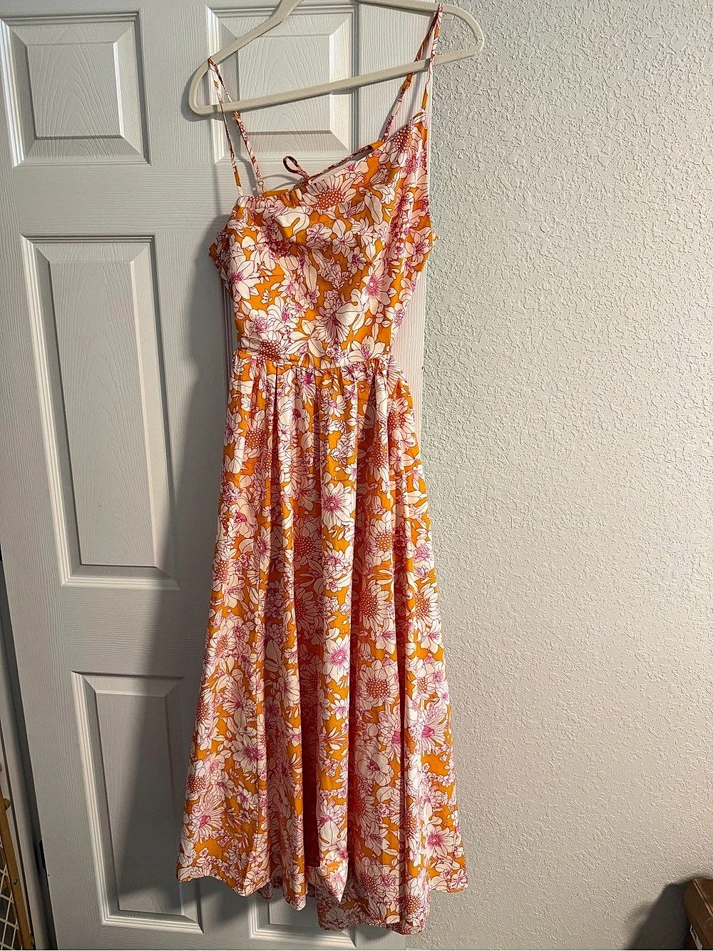 J.Crew Collection Asymmetrical Backless Floral Maxi Dress Orange & Pink Size 12